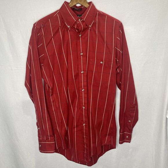 Vintage STEEPLE CHASE Shirt Plaid Long Sleeve Button Down 100% Cotton Mens S Red - Picture 2 of 10